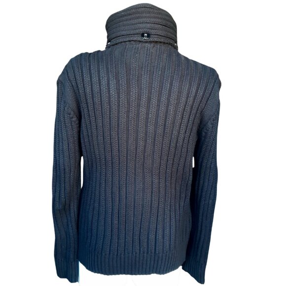 LCR 04s Black Full Zip Wool Blend Sweater Detachable Collar Buckle Detail - Picture 8 of 16